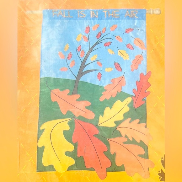 Evergreen Fall theme appliqué decorative outdoor flag NEW - Picture 1 of 5